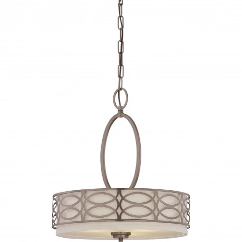 Nuvo Harlow - 3 Light Pendant w/ Khaki Fabric Shades