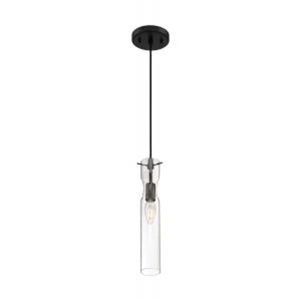 Nuvo Spyglass 1-Light Mini Pendant w/ Clear Glass in Black Finish