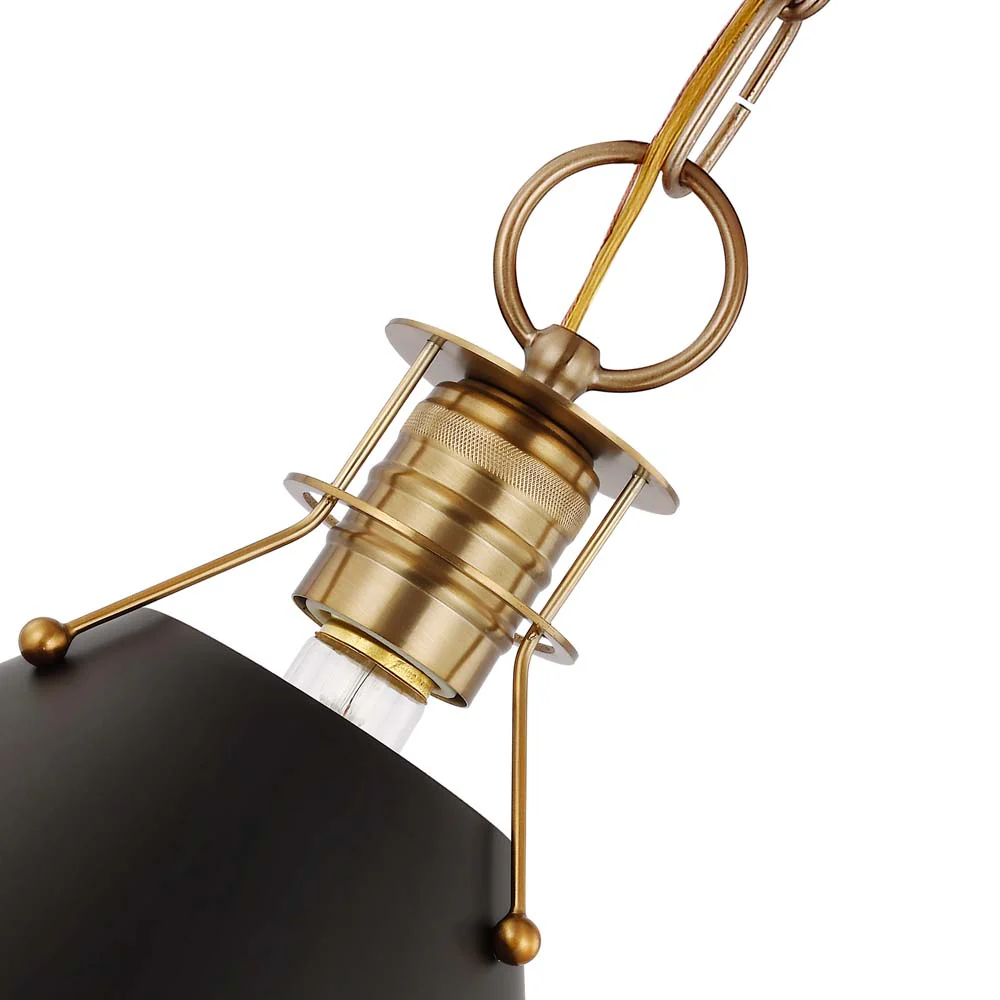 Outpost 1-Light Small Pendant Matte Black with Burnished Brass - Image 3