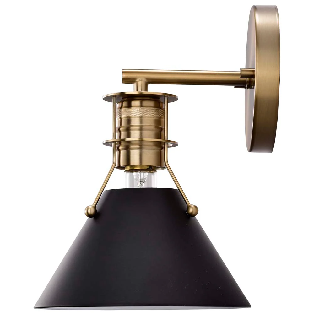 Outpost 1-Light Wall Sconce Matte Black with Burnished Brass - Image 3