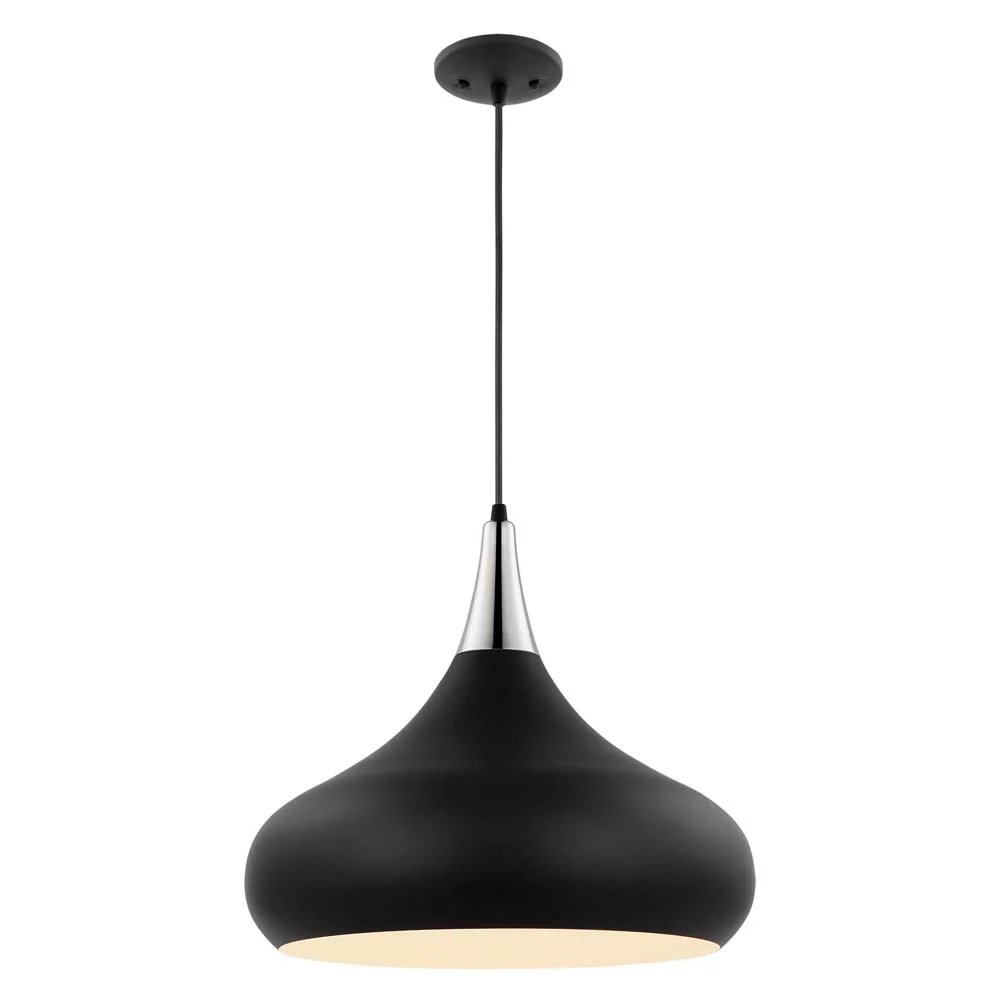 Phoenix 1-Light Large Pendant Matte Black with Polished Nickel - Image 2