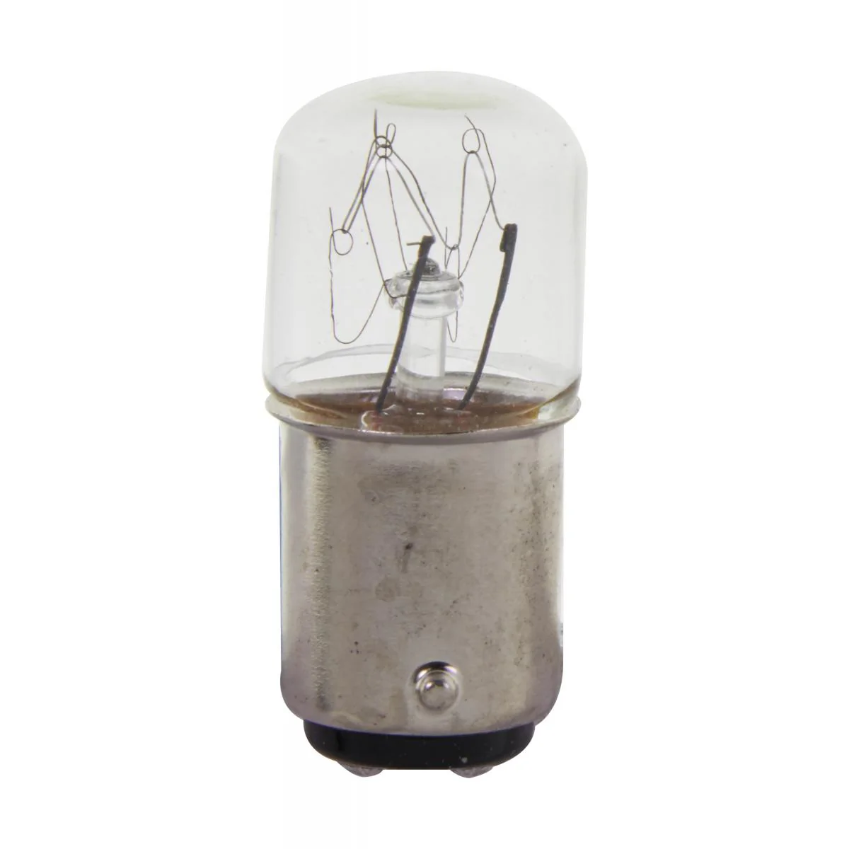 Satco 10w T6 miniature BA15d Double Contact Bayonet base 140v Clear Bulb