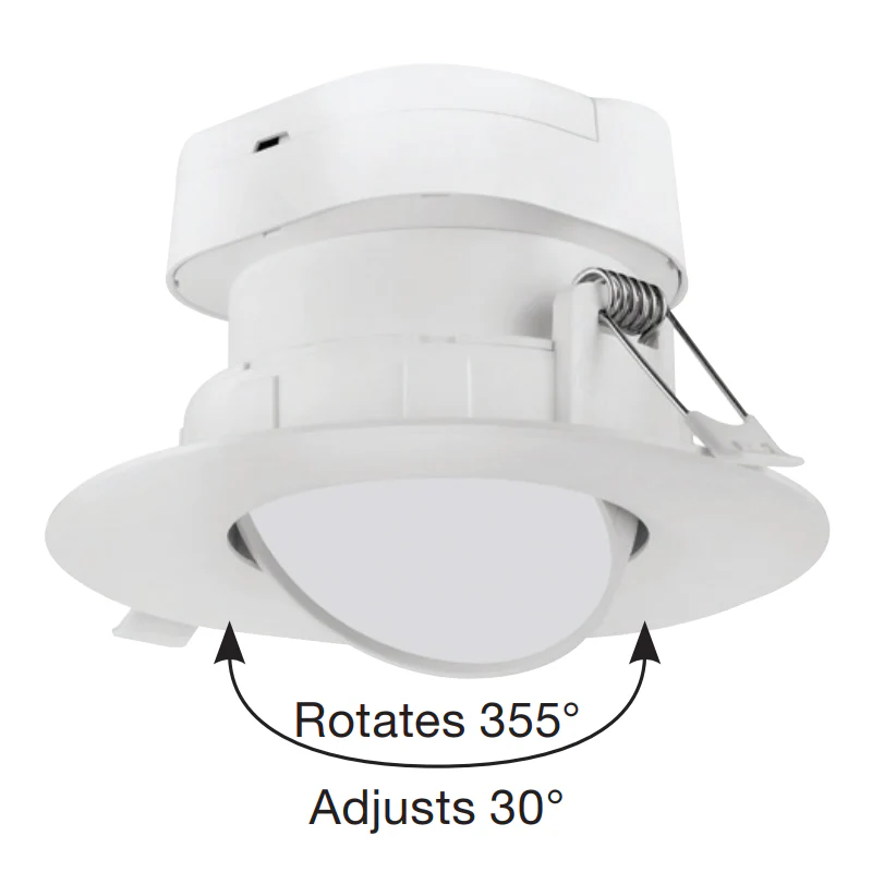 Satco 4" 7W Round LED Gimbal Downlight - 5000K - Cool White, White Finish - Image 3