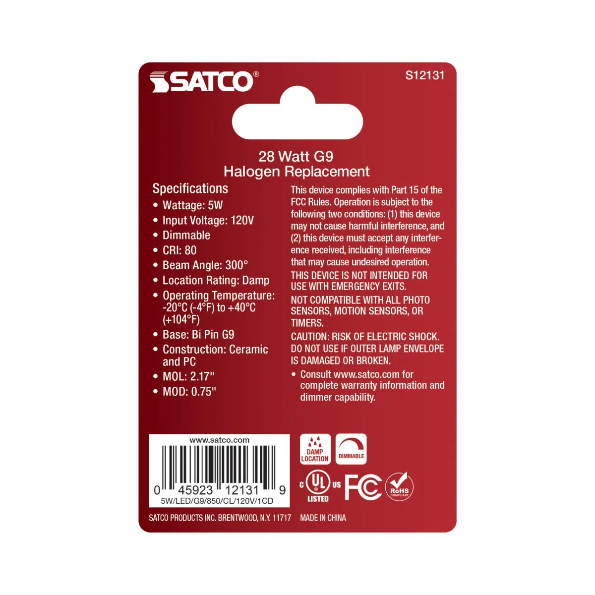Satco 5w Mini LED G9 Double Loop Base 120v 5000K Clear Finish Bulb - Image 3