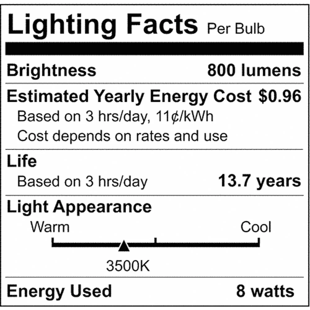 Satco 8w LED Bulb A19 Clear Finish 3500K - 60w-equiv - Image 2