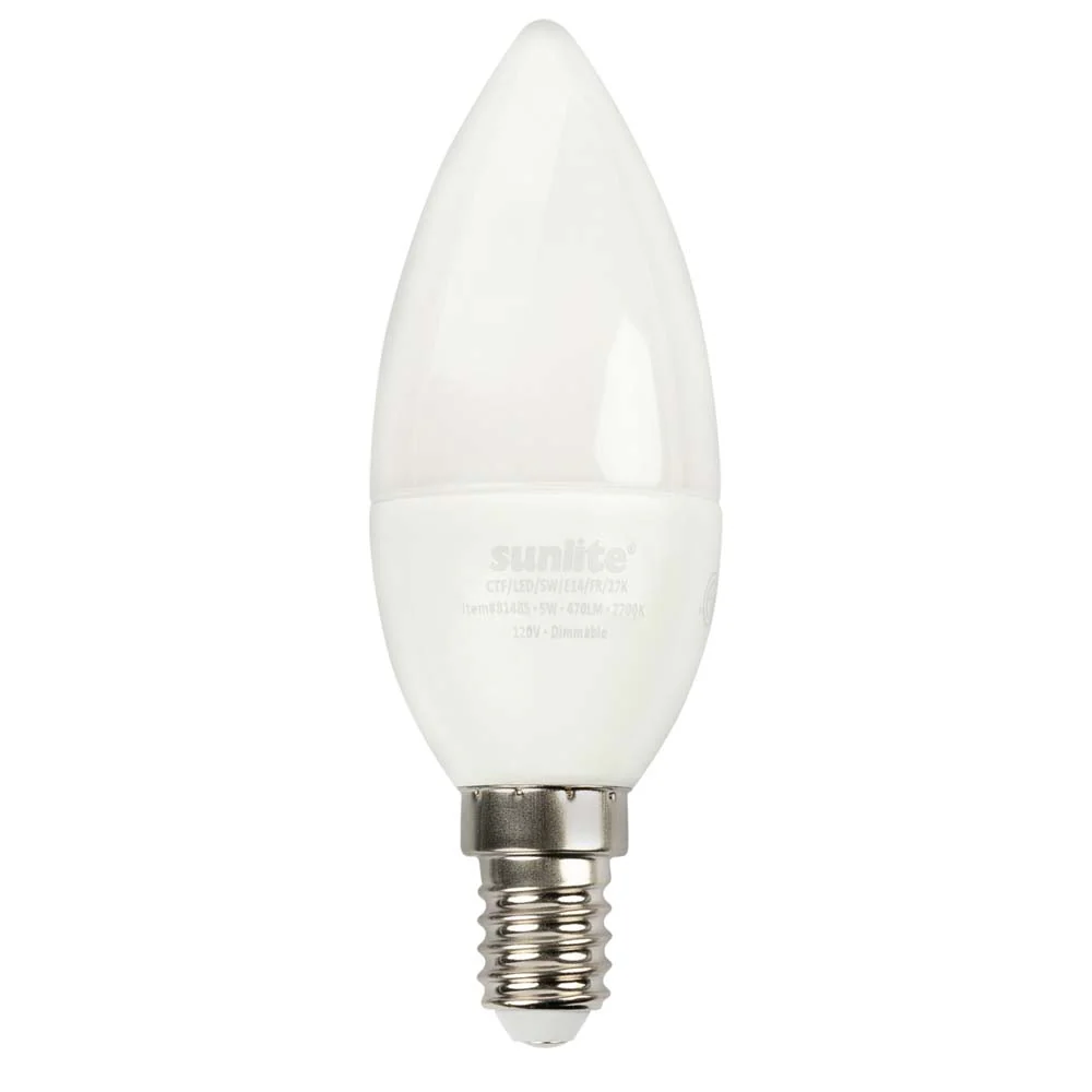 Sunlite 5w LED B10 Frost Torpedo Tip Chandelier E14 2700K Bulb - 40W Equiv