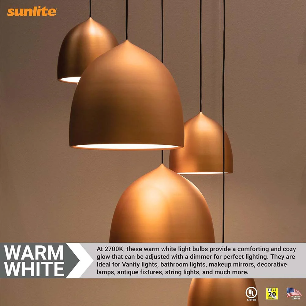 Sunlite 8.5w 120v LED G25 Globe E26 Base Dimmable 2200K Bulb - Warm White - Image 5