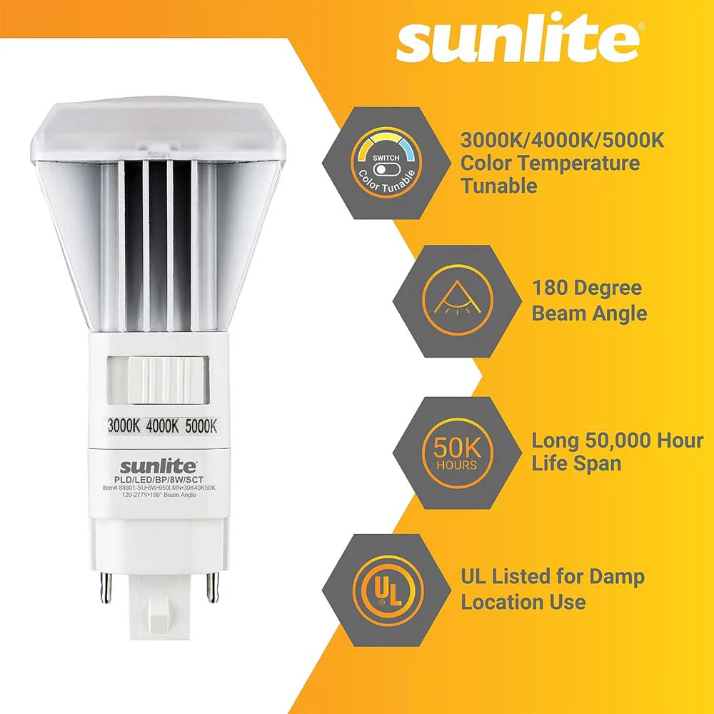 Sunlite 8w LED CCT PLV Recessed G24d Base CCT Tunable Bulb - Ballast Bypass - Image 3