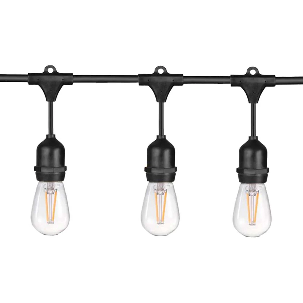 Sunlite 48ft 22.5W LED S14 Waterproof 15 Sockets 2700K Outdoor String Light Bulb