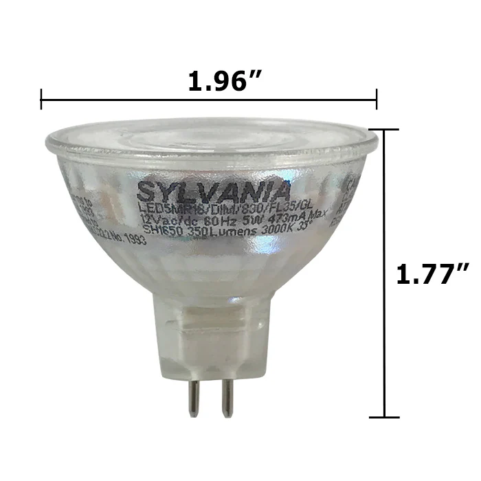 Sylvania 5W MR16 Dimmable LED Flood 35 deg. 3000K ULTRA LED Glass bulb - Image 2