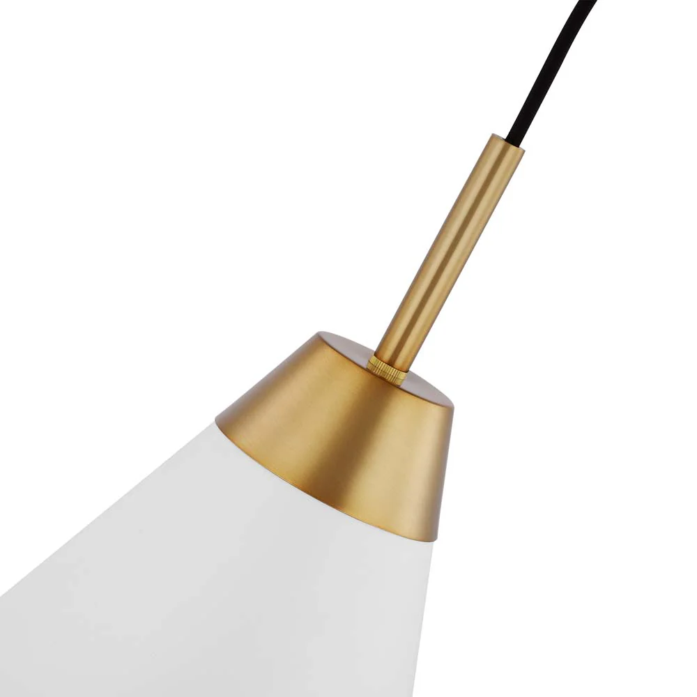 Tango 1-Light Medium Pendant Matte White with Burnished Brass - Image 4
