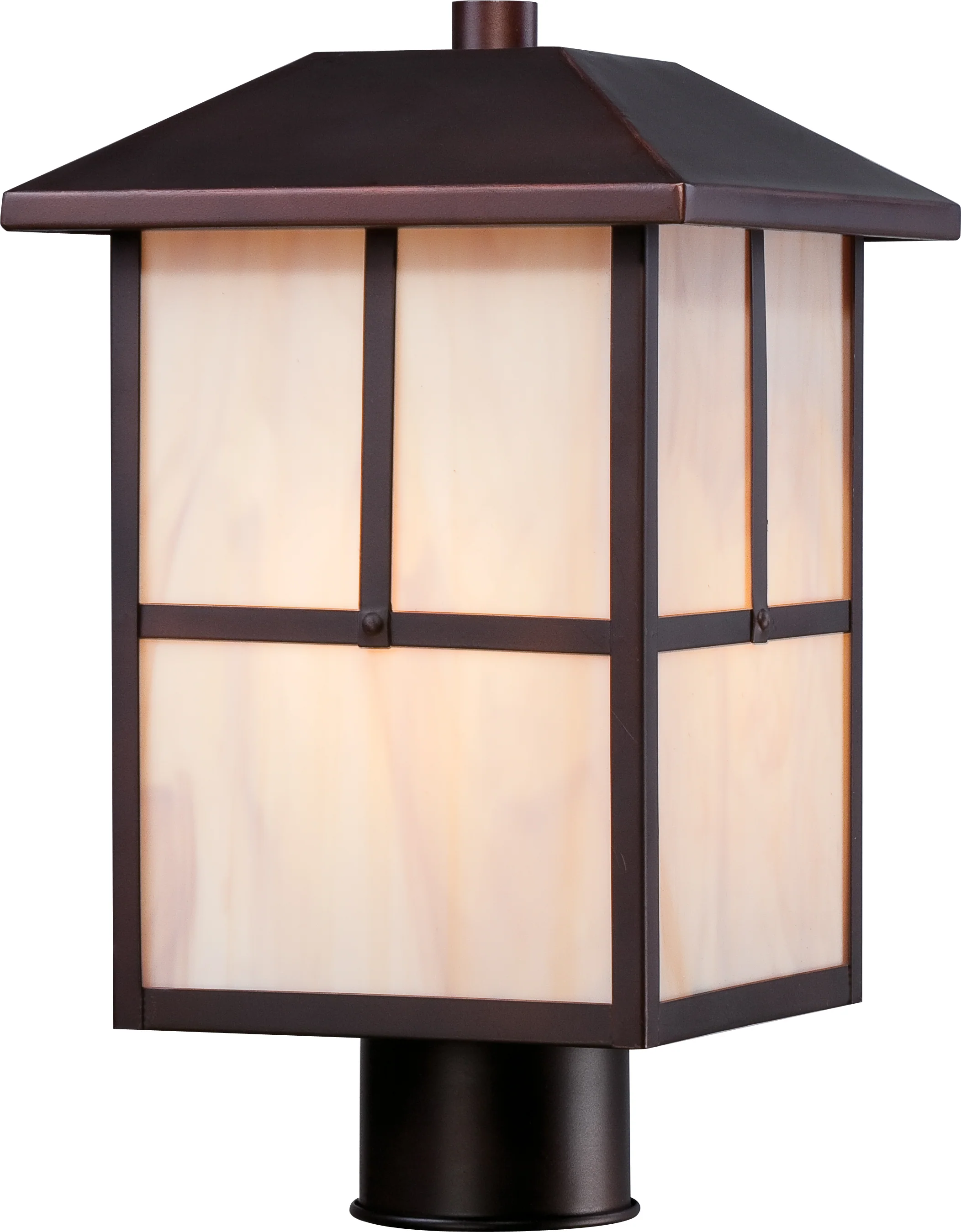 Tanner 1 LT Outdoor Post Fixture w/ Honey Stained Glass