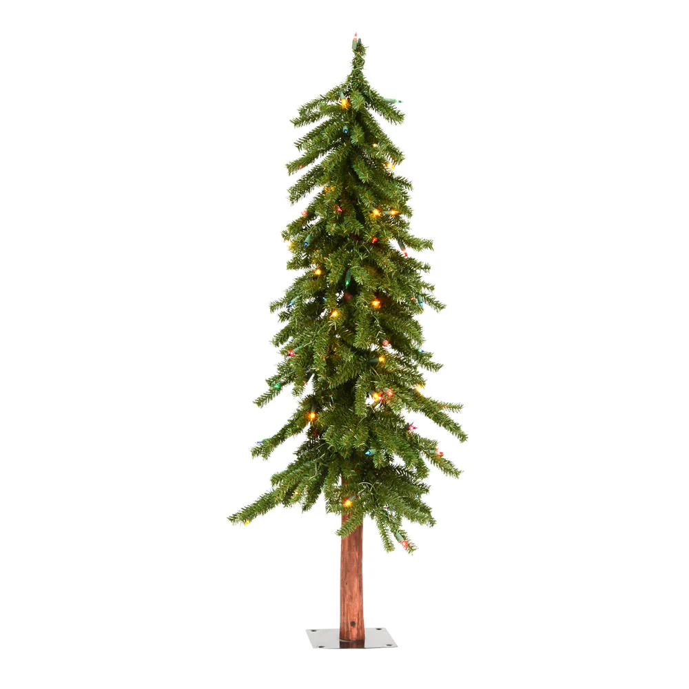 Vickerman 4ft. x 25.5in. Alpine Artificial Christmas Tree Multi-colored LED Lights