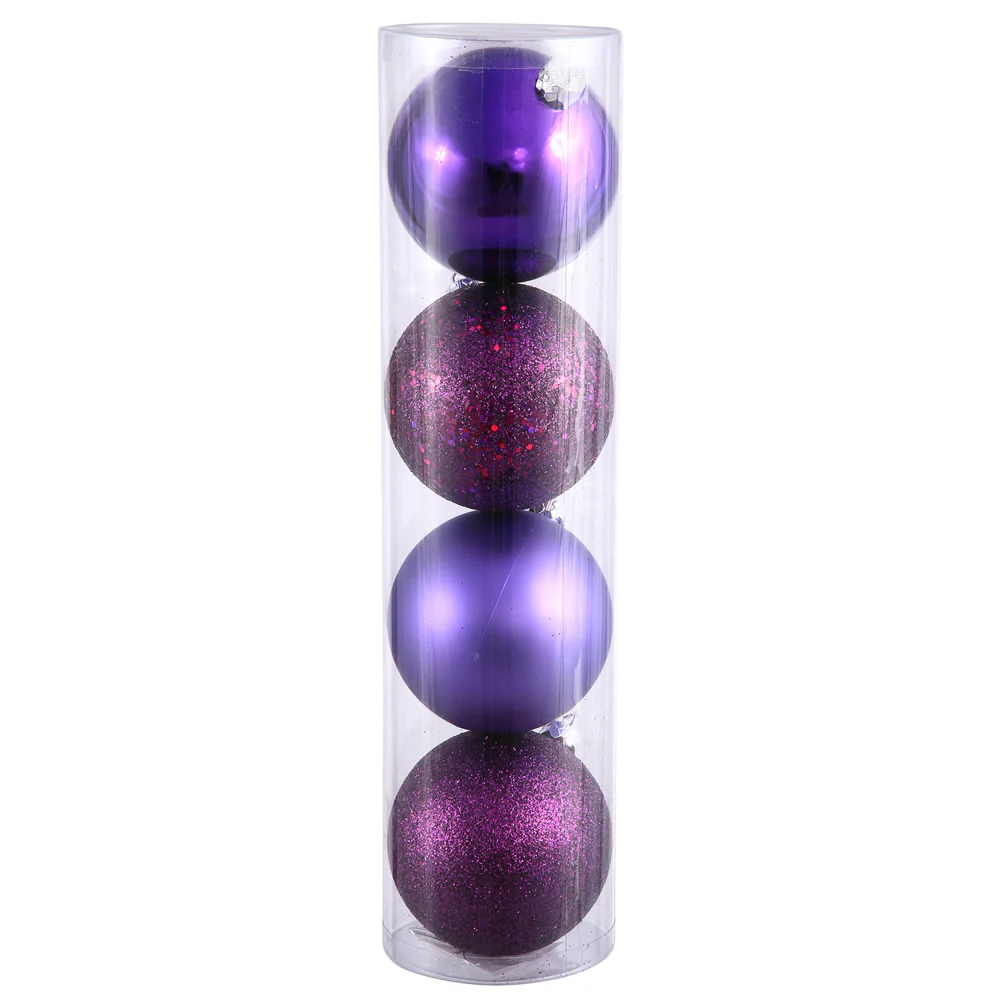 Vickerman 6 in. Plum Ball 4-Finish Asst Christmas Ornament