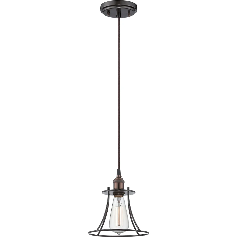 Nuvo Vintage 7.75" Caged Pendant w/ Vintage Lamp Included in Rustic Bronze